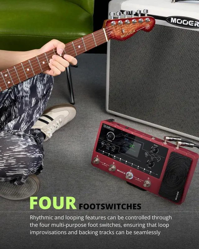 Alt view image 4 of 7 - GE150 Pro Li Plum Battery Powered Guitar Multi Effects Pedal for Live Performance & Busking, 200 Presets, 4-Footswitch for Easy Bank Switching, NAM, MNRS, 20 IR Slots, OTG Recording