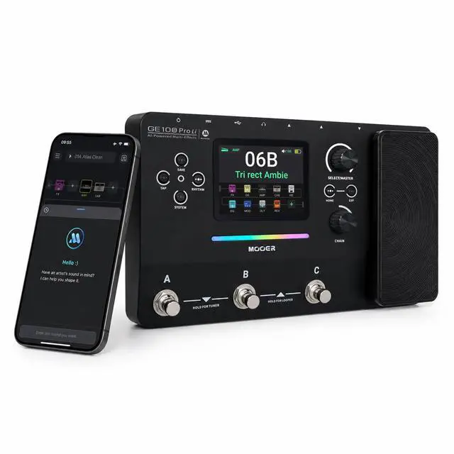 Main image of GE100Pro Li Guitar Multi-Effects Pedal 3.5 inch screen AI Assistant | 240 Effect Types, 80 Second Stereo Looper, Drum Machine, RGB Lighting, Mobile APP & PC Editing for Stage & Recording