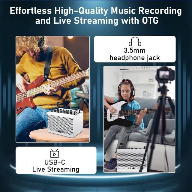 Alt view image 4 of 6 - 15W Portable Bass Amp Combo | 9 Amplifier Models + 6 Modulation FX + Looper & Drum Machine | Rechargeable Battery | Digital Modeling | for Bassist Practice, Solo & Small Gigs (DC-15B)