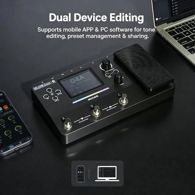 Alt view image 5 of 7 - GE100Pro Li Guitar Multi-Effects Pedal 3.5 inch screen AI Assistant | 240 Effect Types, 80 Second Stereo Looper, Drum Machine, RGB Lighting, Mobile APP & PC Editing for Stage & Recording