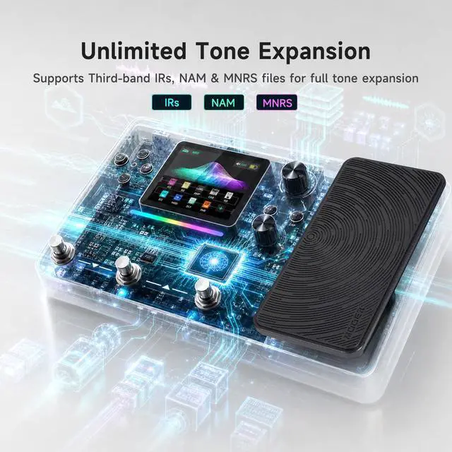 Alt view image 4 of 7 - GE100Pro Li Guitar Multi-Effects Pedal 3.5 inch screen AI Assistant | 240 Effect Types, 80 Second Stereo Looper, Drum Machine, RGB Lighting, Mobile APP & PC Editing for Stage & Recording