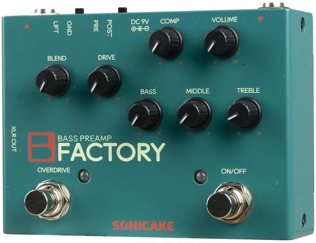Main image of Bass Pedal with Overdrive Analog Preamp Compression Effects Pedal and 3-Band EQ Via Pre/Post Selection with XLR Output - B Factory
