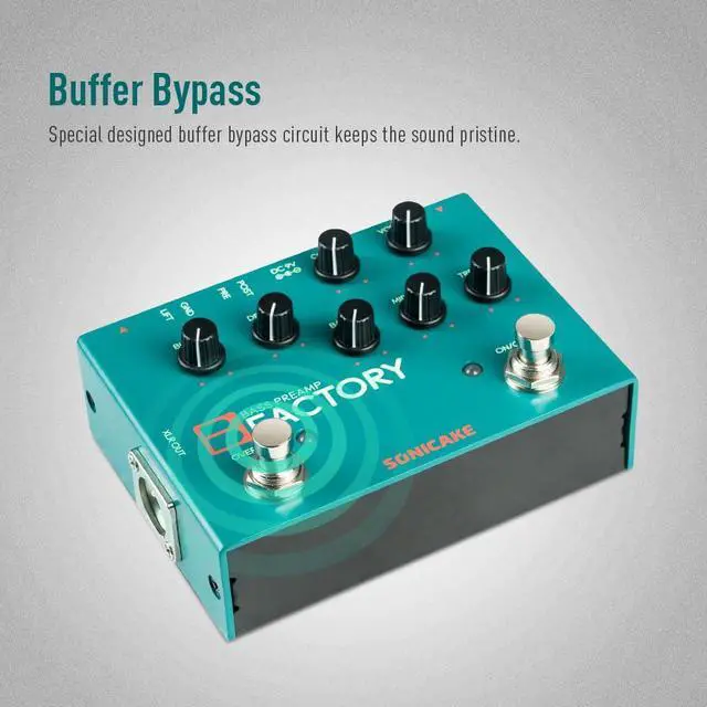 Alt view image 5 of 7 - Bass Pedal with Overdrive Analog Preamp Compression Effects Pedal and 3-Band EQ Via Pre/Post Selection with XLR Output - B Factory