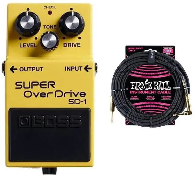 Main image of SD-1 Super Overdrive Pedal & Ernie Ball Braided Instrument Cable, Straight/Angle, 10ft, Black (P06081)