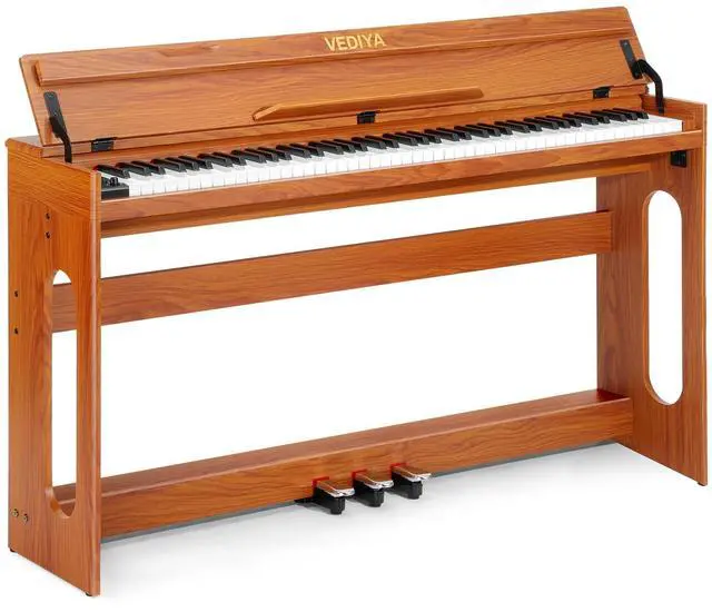 Main image of Digital Piano Keyboard 88 key,Semi-Weighted Electric Piano,Wooden Desk Full Size Upright Electric Piano, Acoustic Piano for Beginners,Triple Pedal,USB-MIDI Compatibility (Brown)