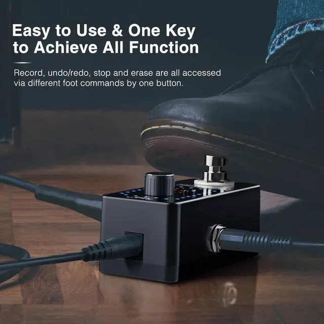 Alt view image 5 of 7 - Looper Guitar Pedal Guitar Loop Pedal Tuner Pedal 9 Loops 40 Minutes Record Time Unlimited Overdubs for Electric Guitar Bass (Black)
