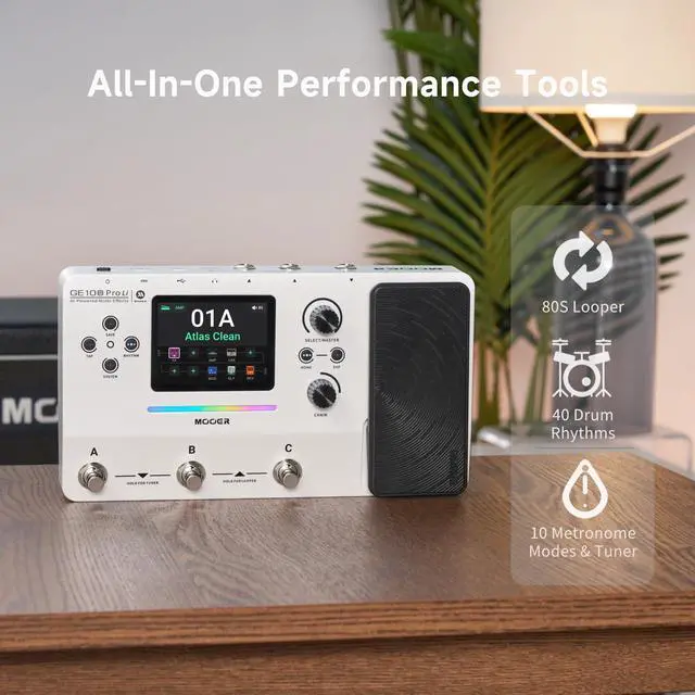 Alt view image 7 of 7 - GE100Pro Guitar Multi-Effects Pedal 3.5 inch screen AI Tone Assistant | 240 Effect Types, 80 Second Stereo Looper, Drum Machine, RGB Lighting, Mobile APP & PC Editing for Stage & Recording