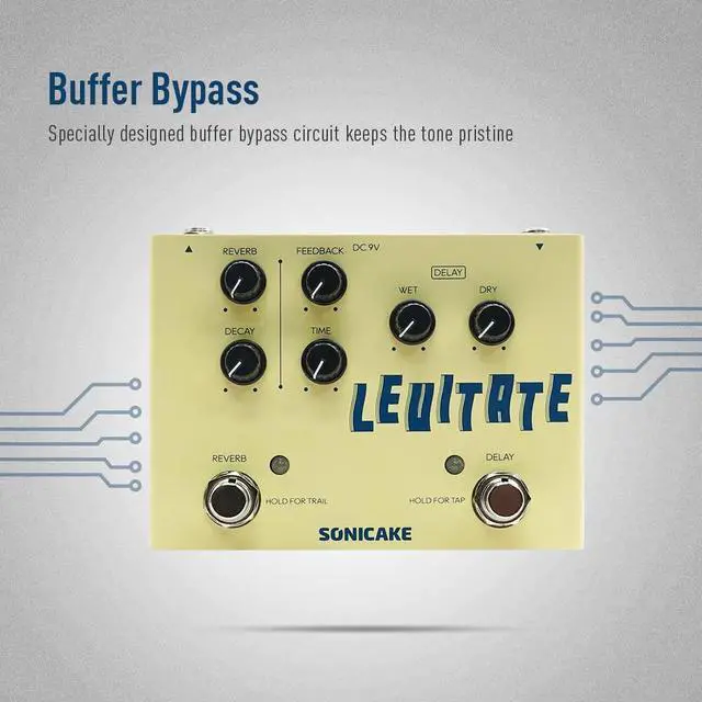 Alt view image 5 of 7 - Delay Reverb 2 in 1 Guitar Effects Pedal Digital Levitate