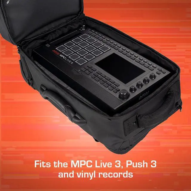 Alt view image 5 of 7 - TRAKPACK ROLL, Carry-On Size DJ Backpack with Wheels | Fits MPC Live 3 / Push 3 / Maschine / DDJ-FLX4 / vinyl, 2 padded layers, 11 pockets, 16" laptop sleeve and USB charging port