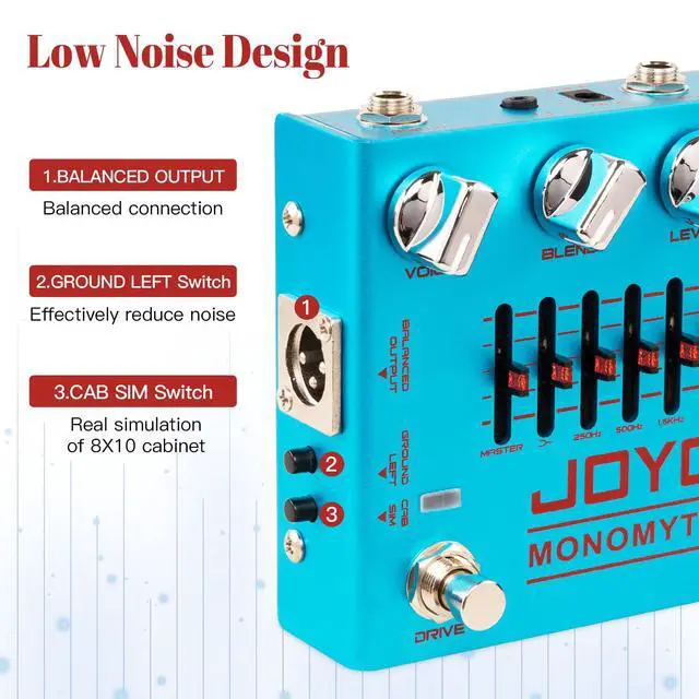 Alt view image 4 of 7 - Bass Preamp & DI Guitar Pedal, 6-Band Graphic EQ with Blend/Voice/Drive Control, Treble & Gain Boost, XLR DI Out & Cab Sim, Bypass (MONOMYTH R-26)