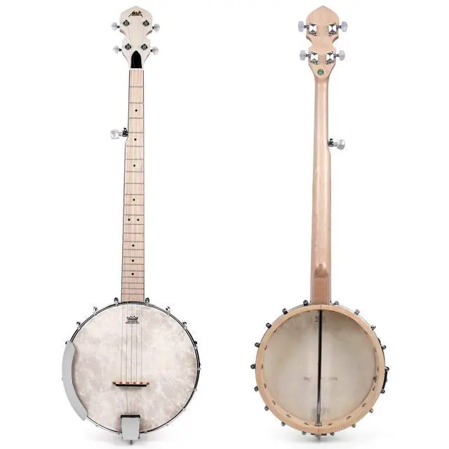 Alt view image 2 of 7 - 5 String Banjos Full Size Open Back Banjo Adjustable Maple Body Remo Head with 2 Tuning Wrench, 4 Picks, Strings, Tuner, Strap Ruler, Cleaning Cloth, Gig Bag for New Beginner Professional