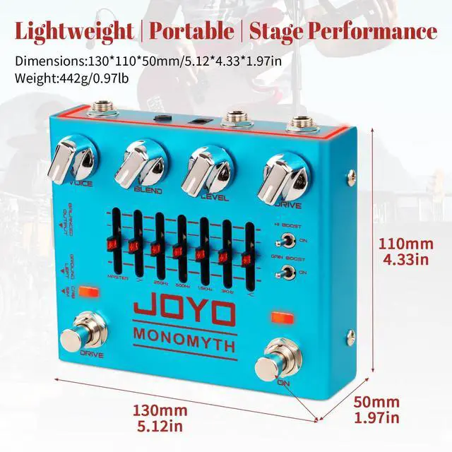 Alt view image 7 of 7 - Bass Preamp & DI Guitar Pedal, 6-Band Graphic EQ with Blend/Voice/Drive Control, Treble & Gain Boost, XLR DI Out & Cab Sim, Bypass (MONOMYTH R-26)