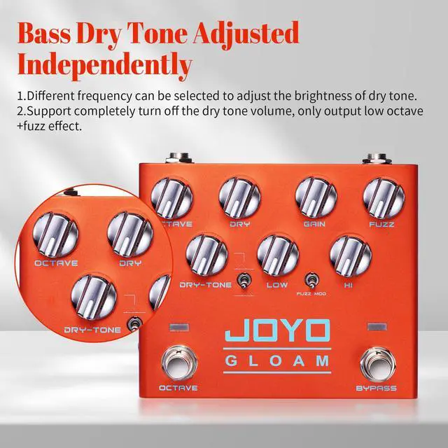 Alt view image 4 of 6 - Bass Sub Octave & Fuzz Guitar Pedal, 7-Knob Control with Dry/Wet Blend, Dual Fuzz Modes & Independent Octave/Channel Footswitches, Bypass (GLOAM R-29)