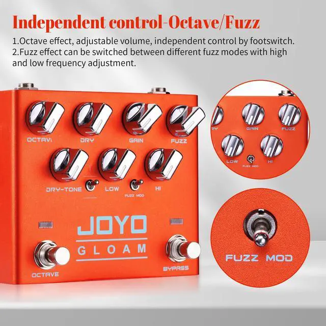 Alt view image 3 of 6 - Bass Sub Octave & Fuzz Guitar Pedal, 7-Knob Control with Dry/Wet Blend, Dual Fuzz Modes & Independent Octave/Channel Footswitches, Bypass (GLOAM R-29)
