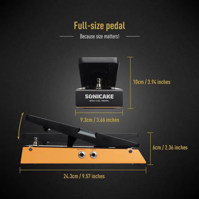 Alt view image 3 of 7 - Wah Active Volume Pedal, Wah & Volume 2 in 1 Combo Guitar Effects Pedal, Full-size Pedal 9.57"L x 3.66"W x 2.36"H - FlipWah