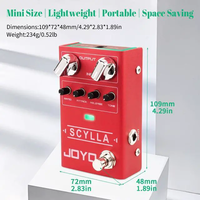 Alt view image 6 of 6 - Bass Compressor Guitar Pedal, Optical Circuit with Attack/Release/Ratio/Tone Control & Bypass (SCYLLA R-27)