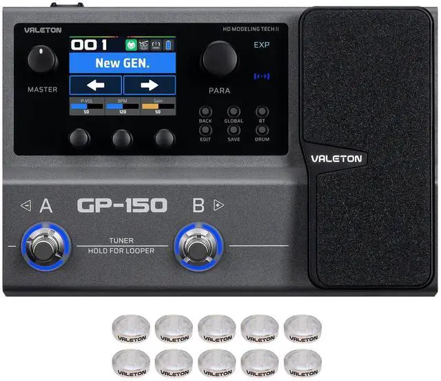 Main image of GP-150 Multi-Effects Guitar Processor with HD Modeling, 200+ Effects, Built-In Battery, IR & NAM Support, Expression Pedal, USB Audio Interface(Incl 10 PCS Additional Toppers By VOLKTONE)