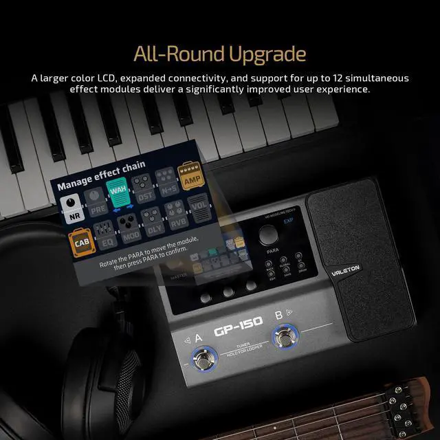 Alt view image 4 of 7 - GP-150 Multi-Effects Guitar Processor with HD Modeling, 200+ Effects, Built-In Battery, IR & NAM Support, Expression Pedal, USB Audio Interface(Incl 10 PCS Additional Toppers By VOLKTONE)