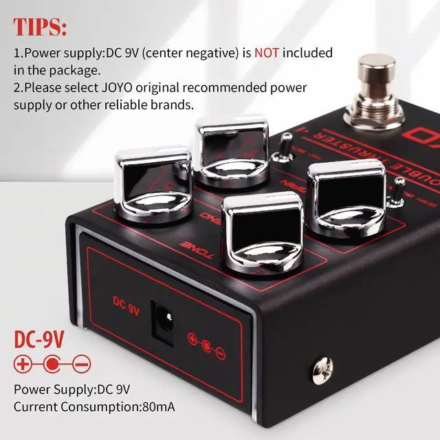 Alt view image 4 of 6 - Bass Overdrive Guitar Pedal, Blend Control with Mid & Gain Boost Switches, Tone/Volume/Gain Knobs, Bypass (DOUBLE THRUSTER R-28)