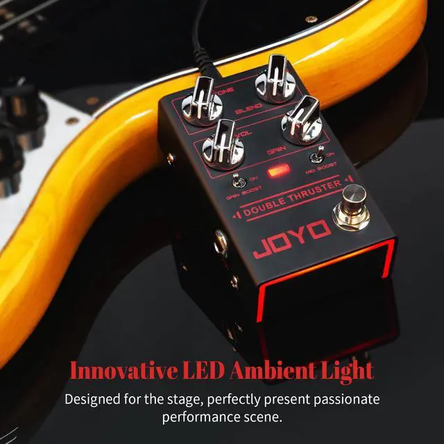 Alt view image 5 of 6 - Bass Overdrive Guitar Pedal, Blend Control with Mid & Gain Boost Switches, Tone/Volume/Gain Knobs, Bypass (DOUBLE THRUSTER R-28)