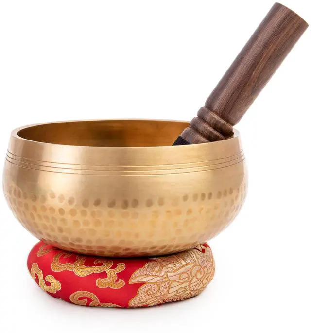 Alt view image 6 of 7 - Tibetan Singing Bowl Set - Easy To Play for Beginners - Authentic Handcrafted Mindfulness Meditation Holistic Sound 7 Chakra Healing Gift by (6")