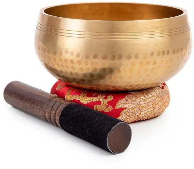 Alt view image 3 of 7 - Tibetan Singing Bowl Set - Easy To Play for Beginners - Authentic Handcrafted Mindfulness Meditation Holistic Sound 7 Chakra Healing Gift by (6")