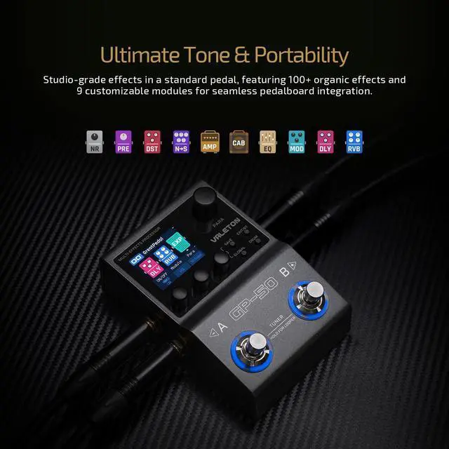 Alt view image 2 of 7 - GP-50 Multi-Effects Processor | NAM & IR Loader with 100+ HD Effects, 9 Simultaneous Modules, BT App Control, 100 Patch Slots for Guitar/Bass(Plus 1 Additional 15CM TRS Cable By Volktone)