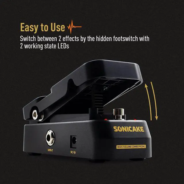 Alt view image 5 of 7 - Active Volume & Wah Pedal, Mini 2 in 1 Combo Electric Guitar Effect Pedal with Wah Wah Active Volume Control 5.85"L x 2.58"W x 2.4"H - VolWah