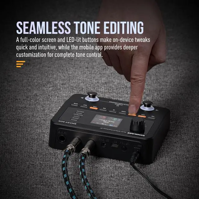 Alt view image 4 of 7 - QME-20 Smart Box - Multi Effects Pedal for Guitar with 130+ Effects, NAM/IR Support, Looper, Built-in Tuner/Metronome, Portable Effects Processor with USB Audio Interface, Stereo Output