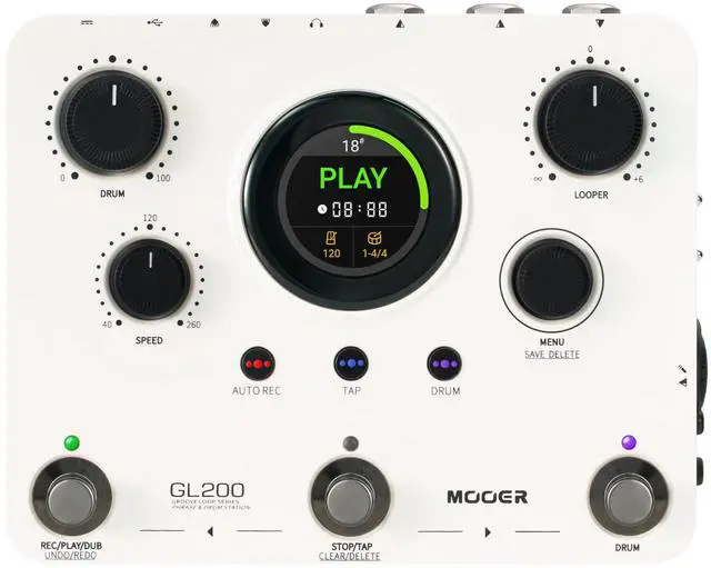 Main image of GL200 Looper Pedal Drum Machine, Drum Looper Guitar Pedal with 800 Mins Loop Dual TRS MIDI I/O Custom Drum Kits MIDI Groove Import Bluetooth Audio Integration Supports Microphone Headphone