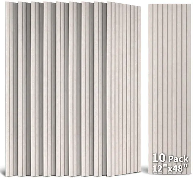 Main image of Acoustic Panels, 48" X 12" X 0.35", Camel, 10 Pack | Soundproof Wall Panels, Self Adhesive, High Density Sound Absorbing, Noise Echo Reduction, for Recording Studio, Office