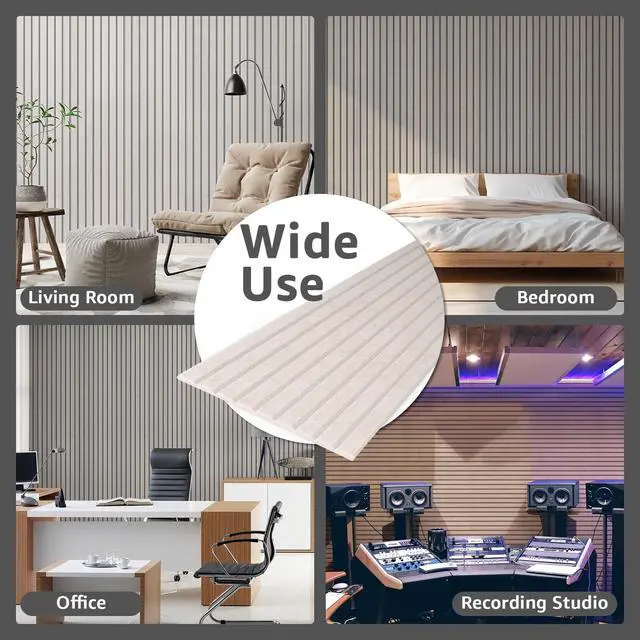 Alt view image 6 of 7 - Acoustic Panels, 48" X 12" X 0.35", Camel, 10 Pack | Soundproof Wall Panels, Self Adhesive, High Density Sound Absorbing, Noise Echo Reduction, for Recording Studio, Office