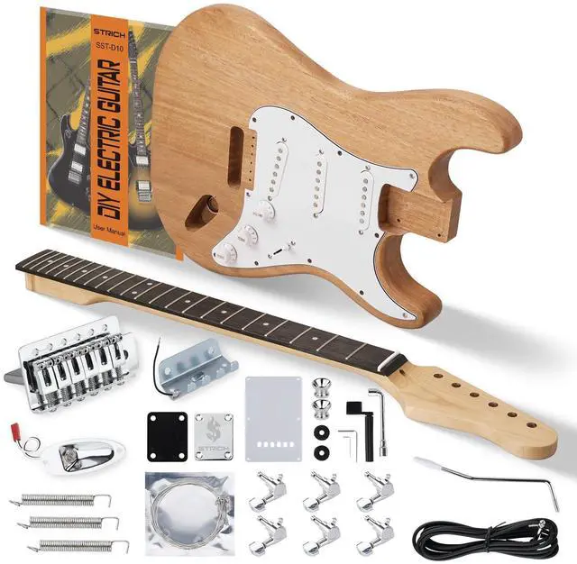 Main image of DIY Electric Guitar Kit, ST Style Mahogany Body & Maple Neck Guitar with SSS Pickups, Easy to Assemble Kit with All Parts Included Build Your Own Electric Guitar