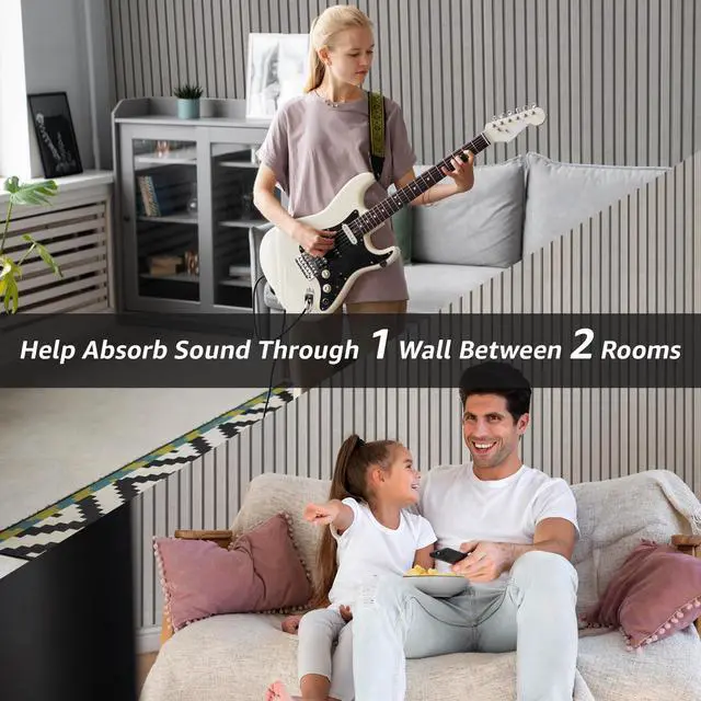 Alt view image 7 of 7 - Acoustic Panels, 48" X 12" X 0.35", Camel, 10 Pack | Soundproof Wall Panels, Self Adhesive, High Density Sound Absorbing, Noise Echo Reduction, for Recording Studio, Office