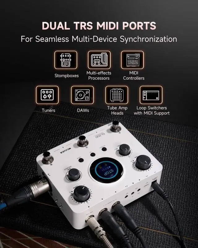 Alt view image 3 of 7 - GL200 Looper Pedal Drum Machine, Drum Looper Guitar Pedal with 800 Mins Loop Dual TRS MIDI I/O Custom Drum Kits MIDI Groove Import Bluetooth Audio Integration Supports Microphone Headphone