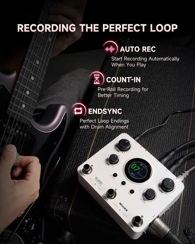 Alt view image 7 of 7 - GL200 Looper Pedal Drum Machine, Drum Looper Guitar Pedal with 800 Mins Loop Dual TRS MIDI I/O Custom Drum Kits MIDI Groove Import Bluetooth Audio Integration Supports Microphone Headphone