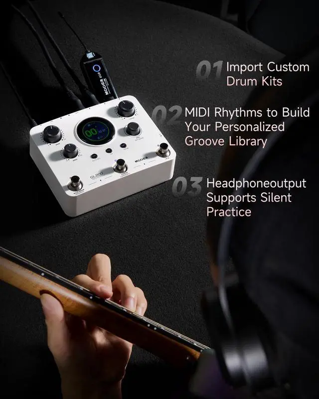 Alt view image 4 of 7 - GL200 Looper Pedal Drum Machine, Drum Looper Guitar Pedal with 800 Mins Loop Dual TRS MIDI I/O Custom Drum Kits MIDI Groove Import Bluetooth Audio Integration Supports Microphone Headphone