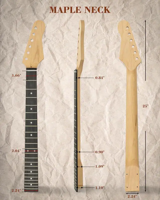 Alt view image 7 of 7 - DIY Electric Guitar Kit, ST Style Mahogany Body & Maple Neck Guitar with SSS Pickups, Easy to Assemble Kit with All Parts Included Build Your Own Electric Guitar
