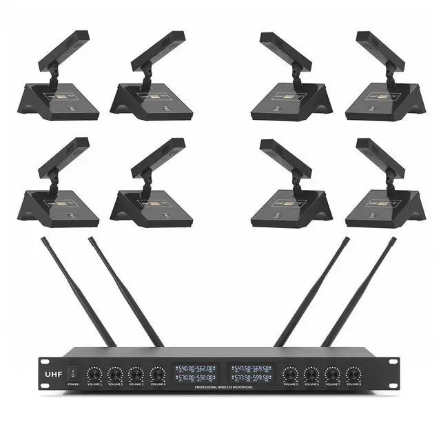 Main image of YT8 Wireless Microphone Conference System,8 Channel Desktop Mics | Gooseneck microphone System,UHF 540MHz-599.5MHz,PLL Locked,Conference Room Mics for Public Speaking,Lecture,Outdoor Teaching