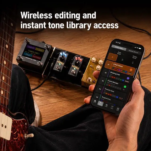Alt view image 5 of 7 - TONEX ONE+ AI Guitar Amp & Effects Pedal with Bluetooth Wireless Editing, MIDI Control, USB Audio Interface, 60,000+ Tone Models, Compact Amp Simulator Cab & Stompbox Modeler