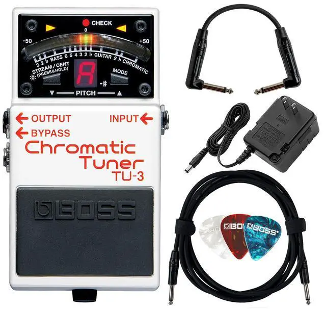 Main image of TU-3 Chromatic Tuner Pedal Bundle with Gearlux Power Supply, Instrument Cable, Patch Cable, and Picks