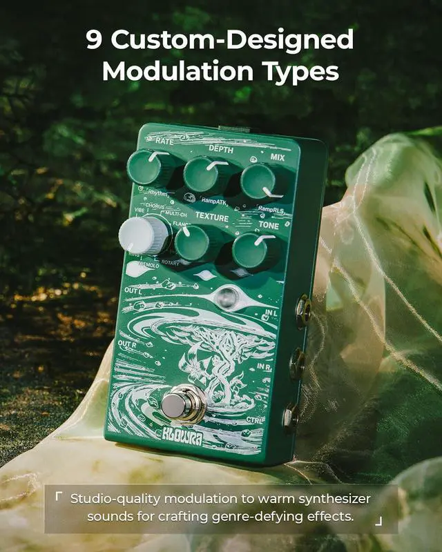 Alt view image 3 of 7 - Sprout Modulation Guitar Effects Pedal with 9 modes | True Stereo,Rotary,Chorus,Flanger,Analog Dry Through,True Bypass, Tap Tempo,Presets