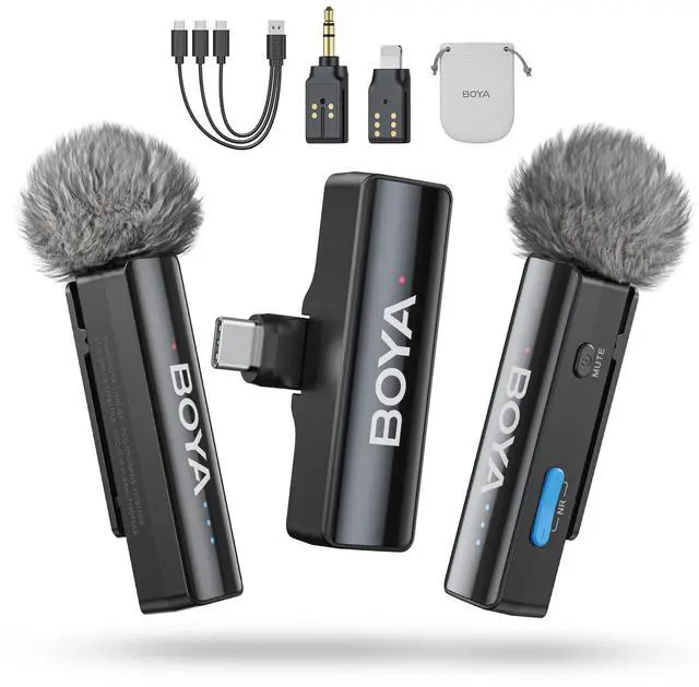 Main image of LINK 2 A2 (2TX+3RX Adapter) Wireless Lavalier Microphone for iPhone Camera Android, Clip on Mic, 48 KHz 24 Bit, 6mm Mic, 1000ft, Noise Cancelling, Mini Lapel Mic USB-C/Lightning/3.5mm TRS