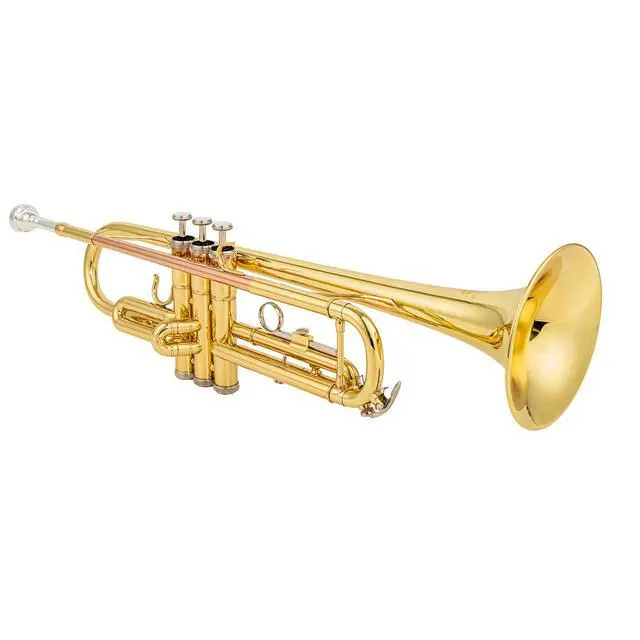 Alt view image 7 of 7 - bb trumpet 6331 brass b flat trumpet for beginners and intermediate players copper leadpipe gold lacquer finish stainless steel valves phosphorus hard case and accessories included