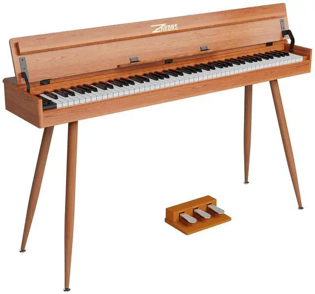 Main image of 88 Key Full-Weighted Digital Piano - Wooden Upright Electric Keyboard with Progressive Hammer Action, 3-Pedal Unit, Stand & Headphone Jack for Beginner Adults (Brown)