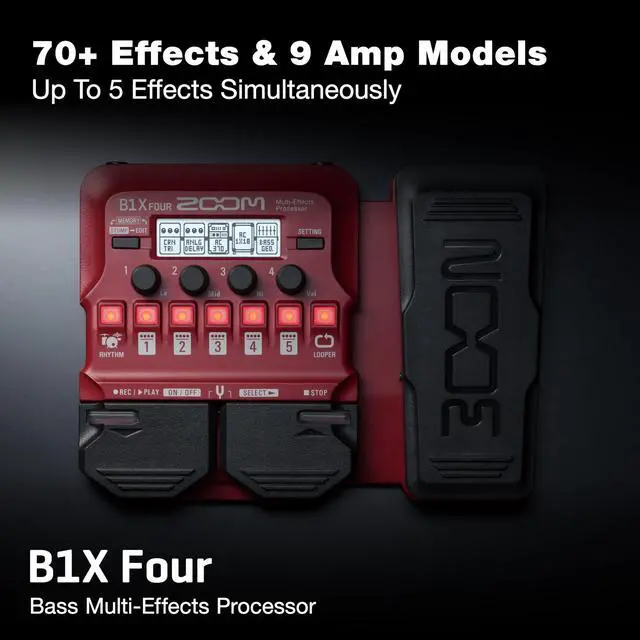 Alt view image 2 of 7 - B1X FOUR Bass Multi-Effects Processor with Expression Pedal, 70+ Built-in Effects, Amp Modeling, Looper, Rhythm Section, Tuner, Battery Powered