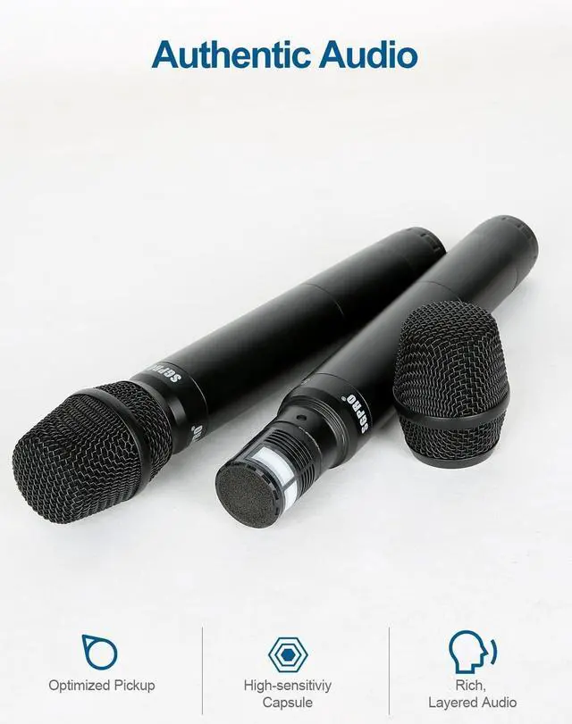Alt view image 4 of 7 - SG-82HH Dual Handheld Wireless Microphone System, 520-590 MHz | Metal handheld mics and receiver, Adjustable UHF channels, Antenna diversity, Professional audio and events