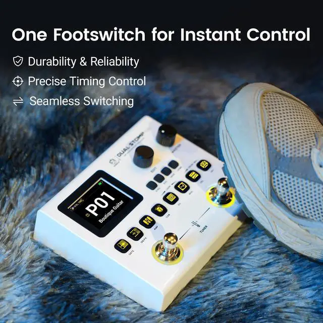 Alt view image 5 of 7 - JME-02 Dual Stomp Lite Multi-Effects Guitar Pedal, Portable Guitar Pedal with 125 Effects, 99 Presets, 10 Effect Modules, 100 Drum Rhythms, 40s Looper, 20 IR/NAM Slots, USB Audio Interface