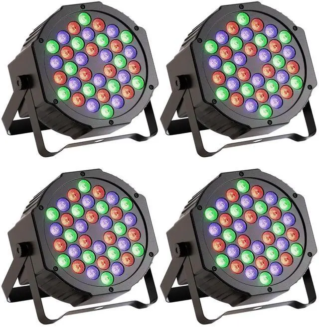 Main image of LED Par Lights 36 LED Stage Lights 7 Modes RGB DJ Lights with Sound Activated Remote and DMX Control DJ Uplighting for Birthday Party Events Wedding Christmas Stage Lighting (4 Packs)