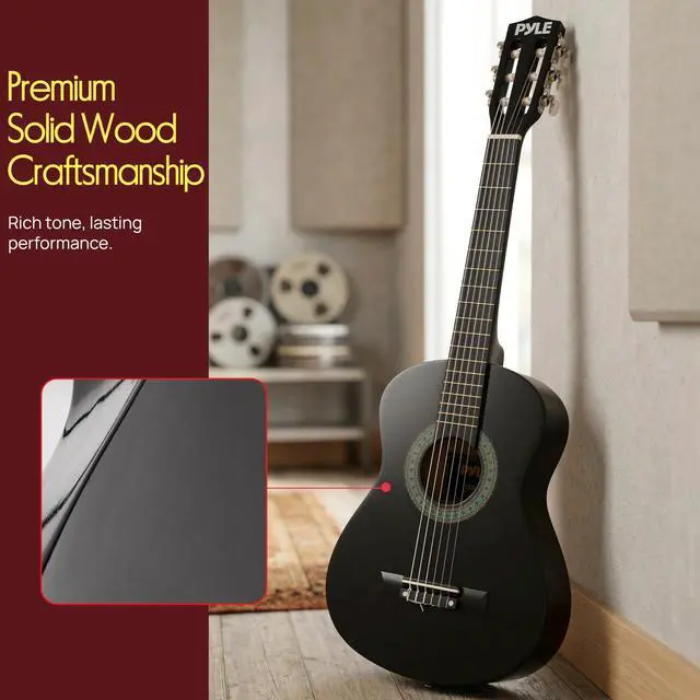 Alt view image 4 of 7 - 30-Inch Beginner Acoustic Guitar Kit, 6-String Classical Style Travel Guitar for Kids & Adults - Includes Shoulder Strap, Strings, Picks, Tuning Pitch Pipe & Storage Gig Bag, Handcrafted Wood